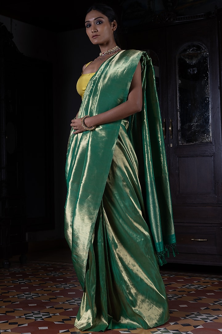 Green Pure Tissue Banarasi Handloom Saree by Kasturi Kundal