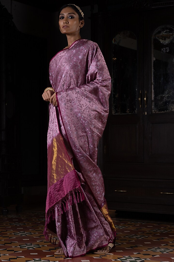 Mauve Pure Silk Meenakari Work Banarasi Handloom Wedding Saree by Kasturi Kundal at Pernia's Pop Up Shop