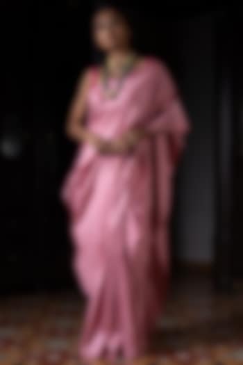 Pink Pure Silk Handloom Banarasi Saree by Kasturi Kundal