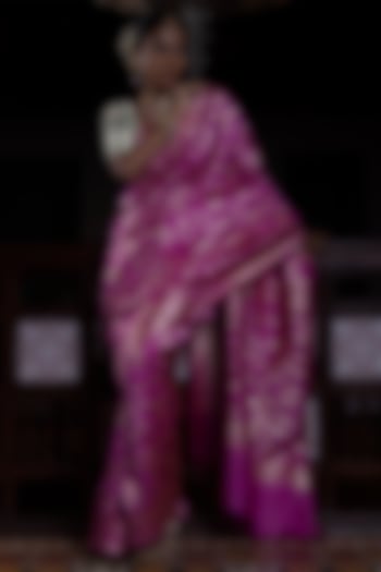 Pink Pure Silk Banarasi Handloom Reception Saree by Kasturi Kundal at Pernia's Pop Up Shop