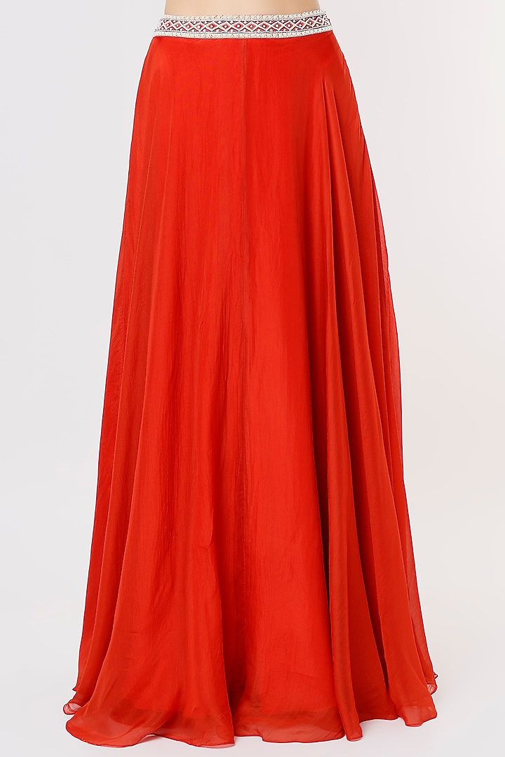 Red Organza Cape Set by Kasturi Tikmani at Pernia's Pop Up Shop
