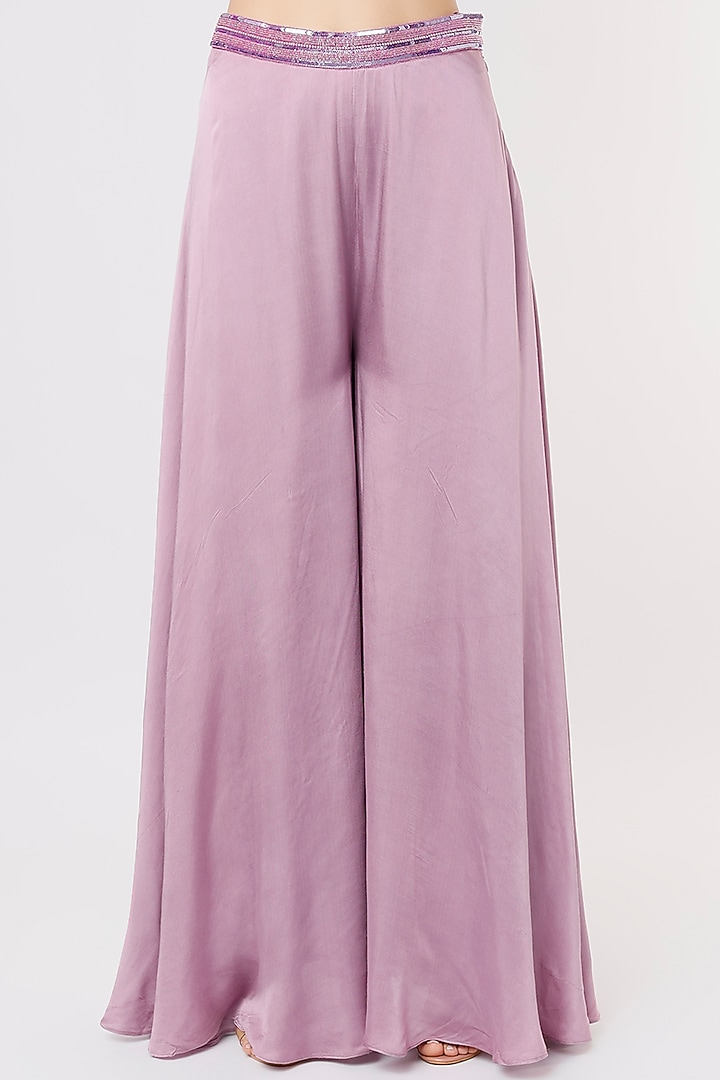 Lavender Dupion Silk Pant Set With Cape by Kasturi Tikmani at Pernia's Pop Up Shop