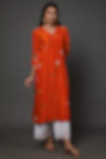 Orange Silk Kurta by Kasturi Tikmani at Pernia's Pop Up Shop