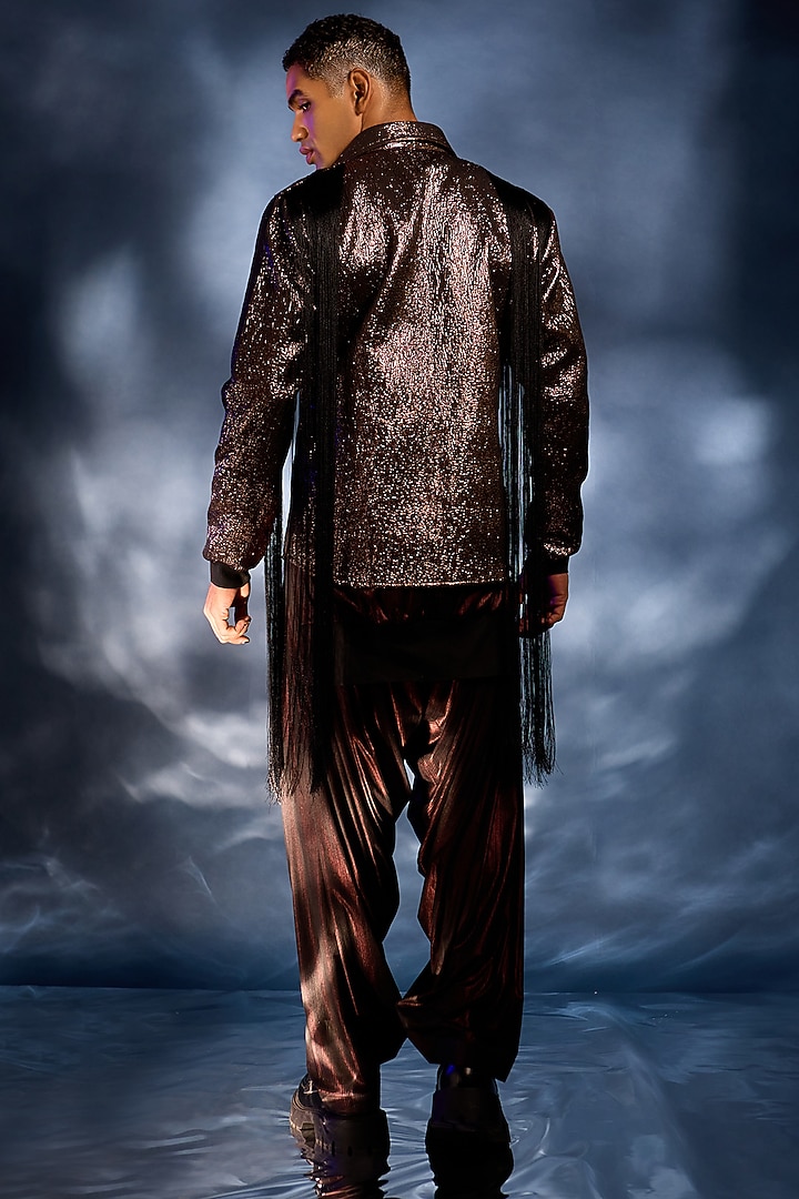 Copper Foil Shirt Jacket Set by Kunal Anil Tanna at Pernia's Pop Up Shop