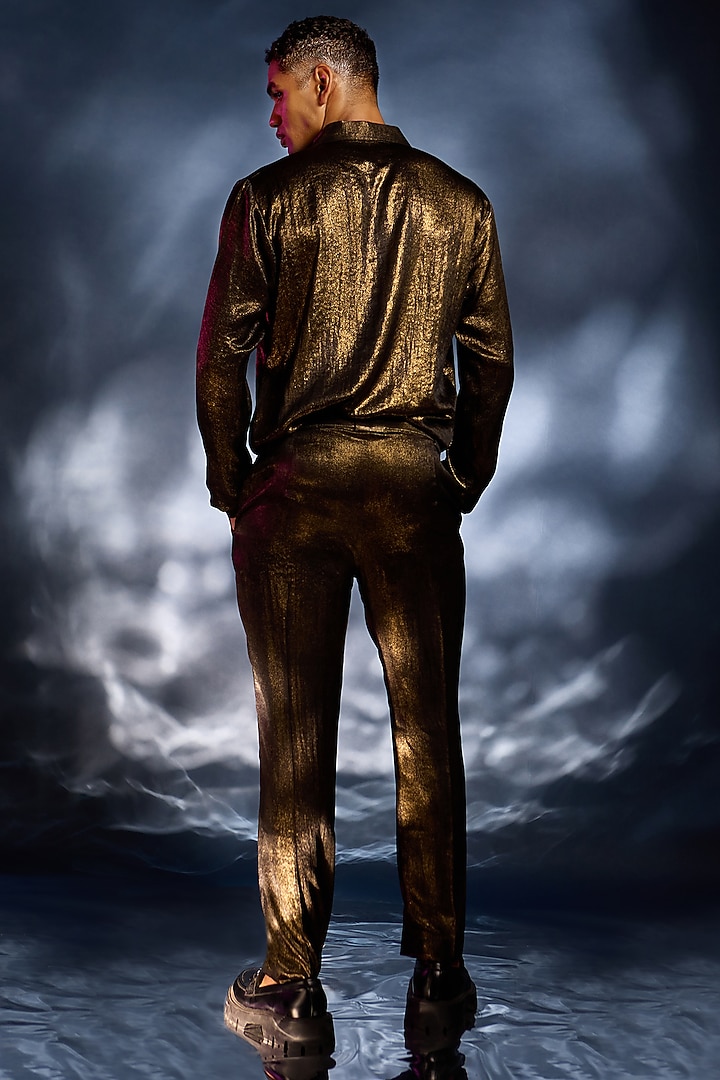 Metallic Bronze Foil Pant Set by Kunal Anil Tanna at Pernia's Pop Up Shop