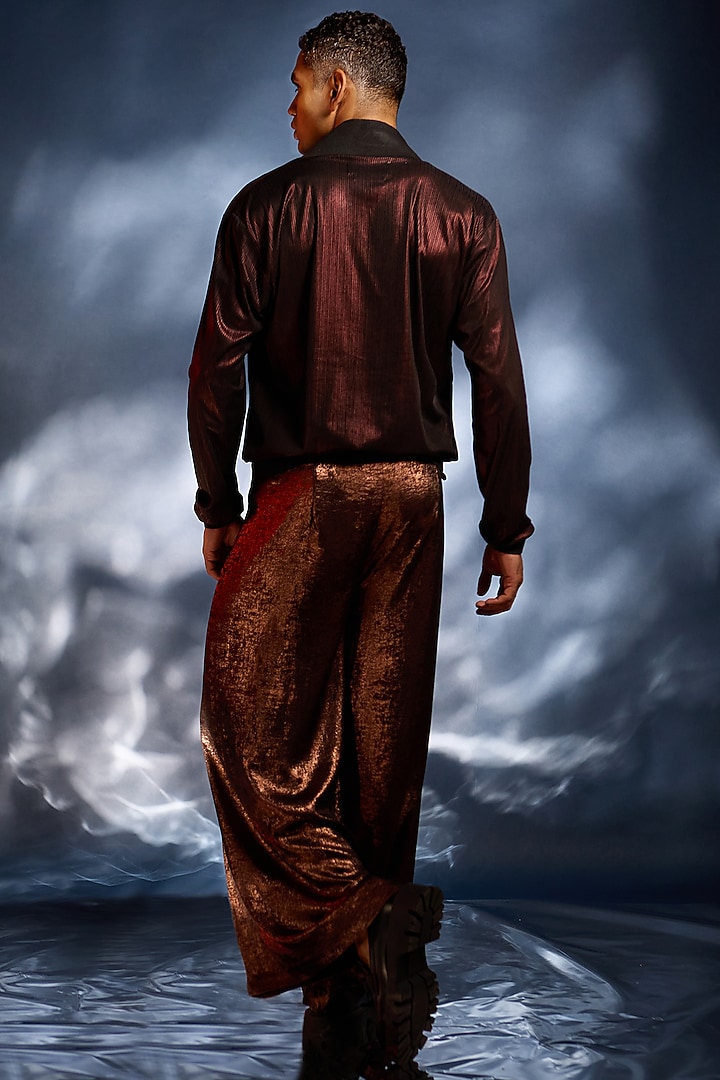 Copper Foil Wide Leg Pant Set by Kunal Anil Tanna at Pernia's Pop Up Shop