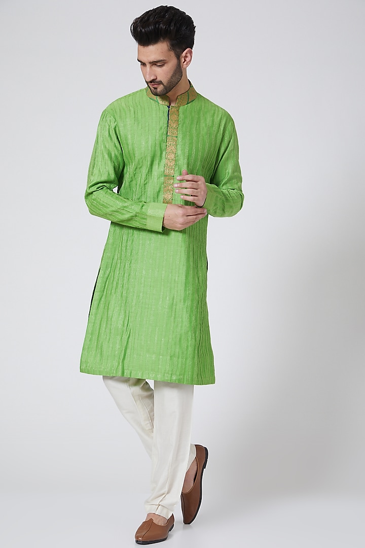 Green Embroidered Kurta Set by Kunal Anil Tanna