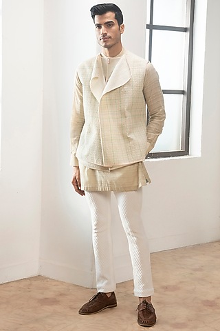 Ivory Cotton Bundi Jacket by Kunal Anil Tanna