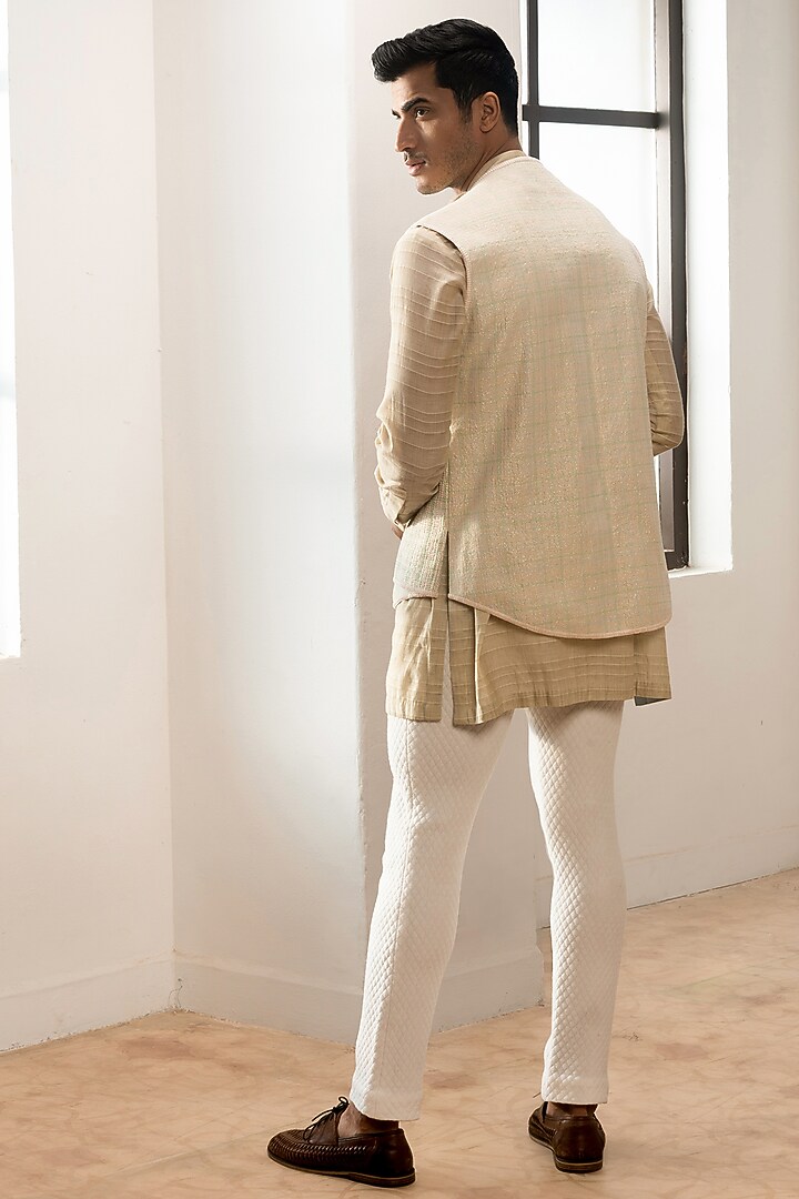 Ivory Cotton Bundi Jacket by Kunal Anil Tanna at Pernia's Pop Up Shop