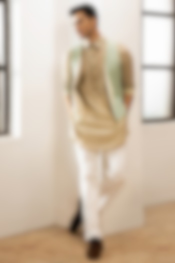 Light Green Textured Jacket by Kunal Anil Tanna at Pernia's Pop Up Shop