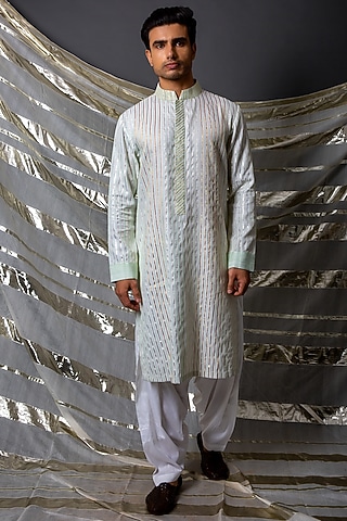 Off-White Cotton Kurta Set by Kunal Anil Tanna