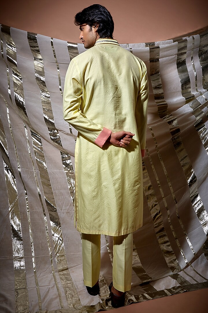 Yellow Cotton Kurta Set by Kunal Anil Tanna at Pernia's Pop Up Shop