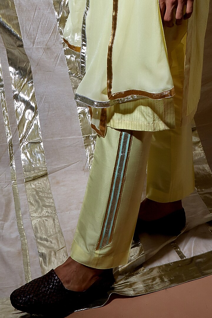 Yellow Cotton Kurta Set by Kunal Anil Tanna at Pernia's Pop Up Shop