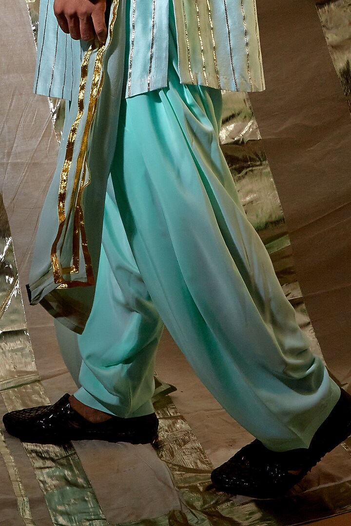 Blue Silk Kurta Set by Kunal Anil Tanna at Pernia's Pop Up Shop