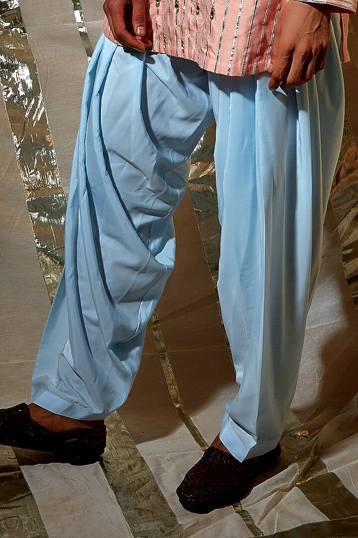 Peach Cotton & Silk Mirror Work Short Kurta Set by Kunal Anil Tanna at Pernia's Pop Up Shop