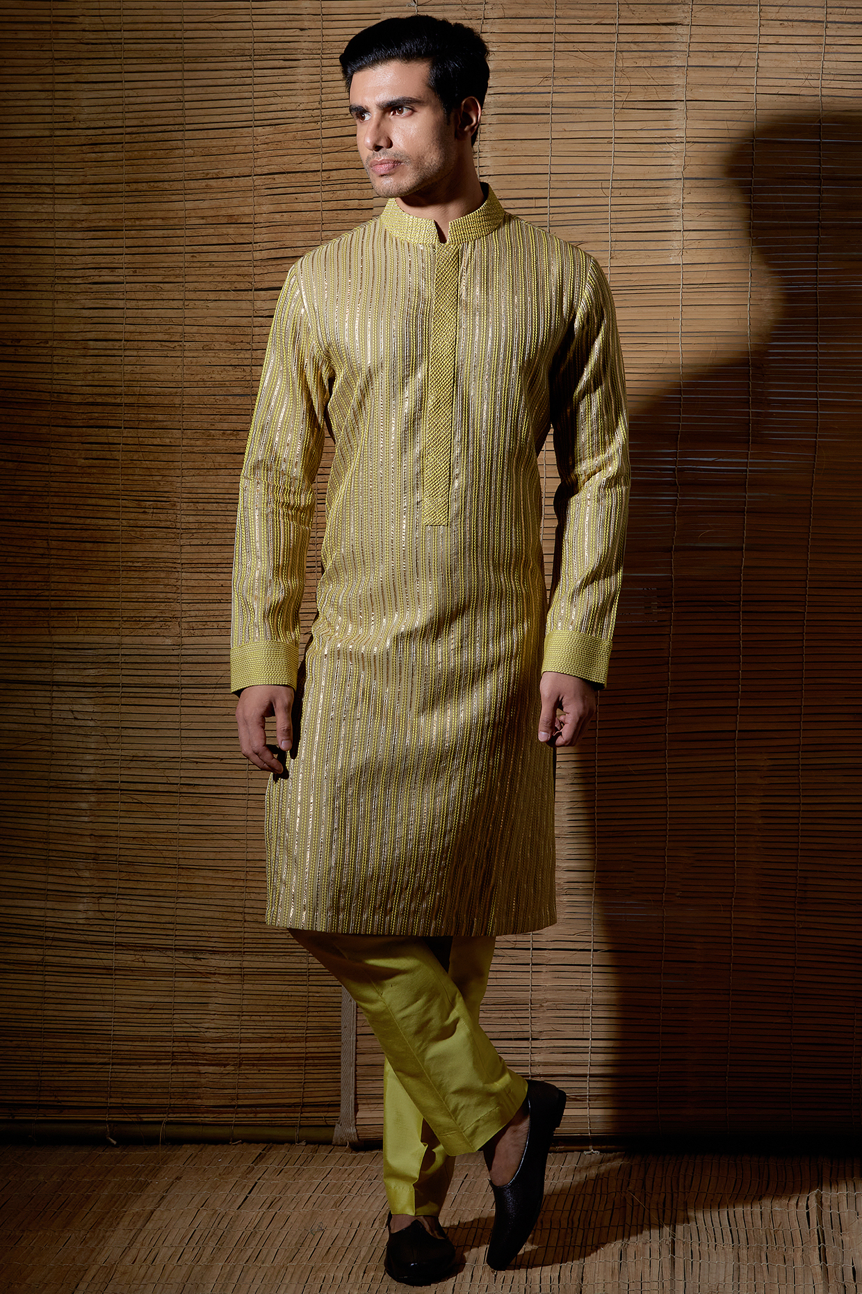 Beige Silk Kurta Set by Kunal Anil Tanna