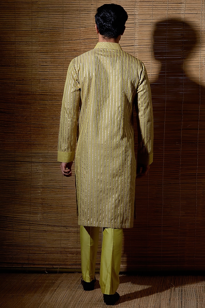 Beige Silk Kurta Set by Kunal Anil Tanna at Pernia's Pop Up Shop