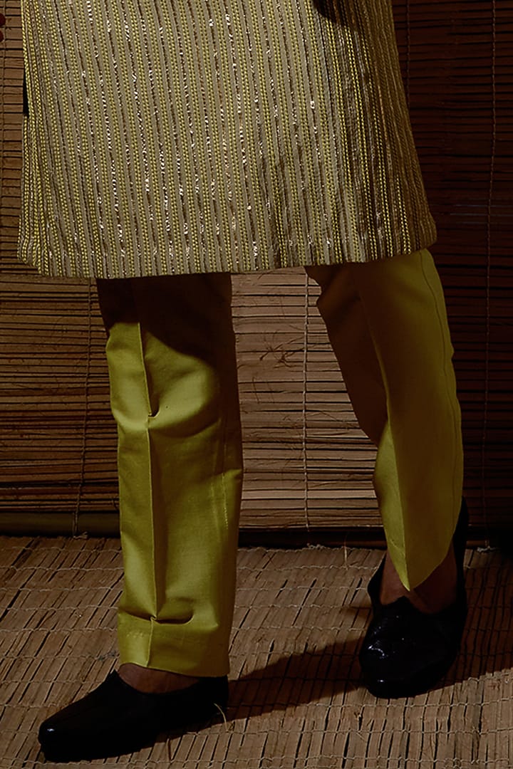 Beige Silk Kurta Set by Kunal Anil Tanna at Pernia's Pop Up Shop