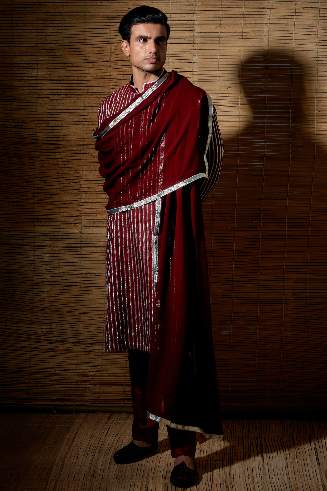 Maroon Silk Kurta Set by Kunal Anil Tanna