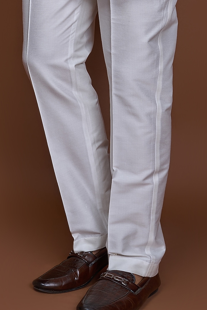 Off-White Cotton Zari Striped Bundi Jacket Set by Kunal Anil Tanna at Pernia's Pop Up Shop