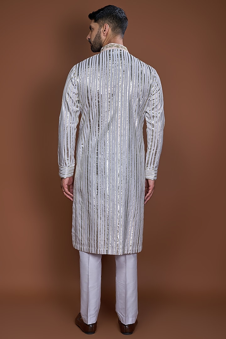 Lilac Cotton Badla Embroidered Kurta Set by Kunal Anil Tanna at Pernia's Pop Up Shop