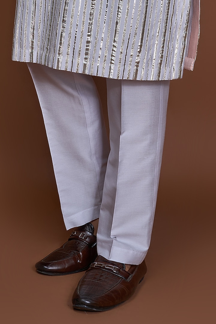 Lilac Cotton Badla Embroidered Kurta Set by Kunal Anil Tanna at Pernia's Pop Up Shop
