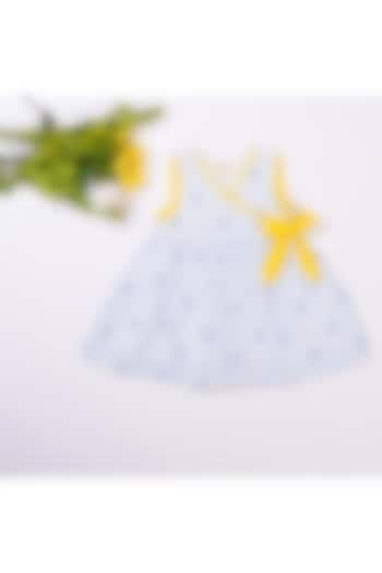 Sky Blue Cotton Printed Dress For Girls by Kattan Kids at Pernia's Pop Up Shop