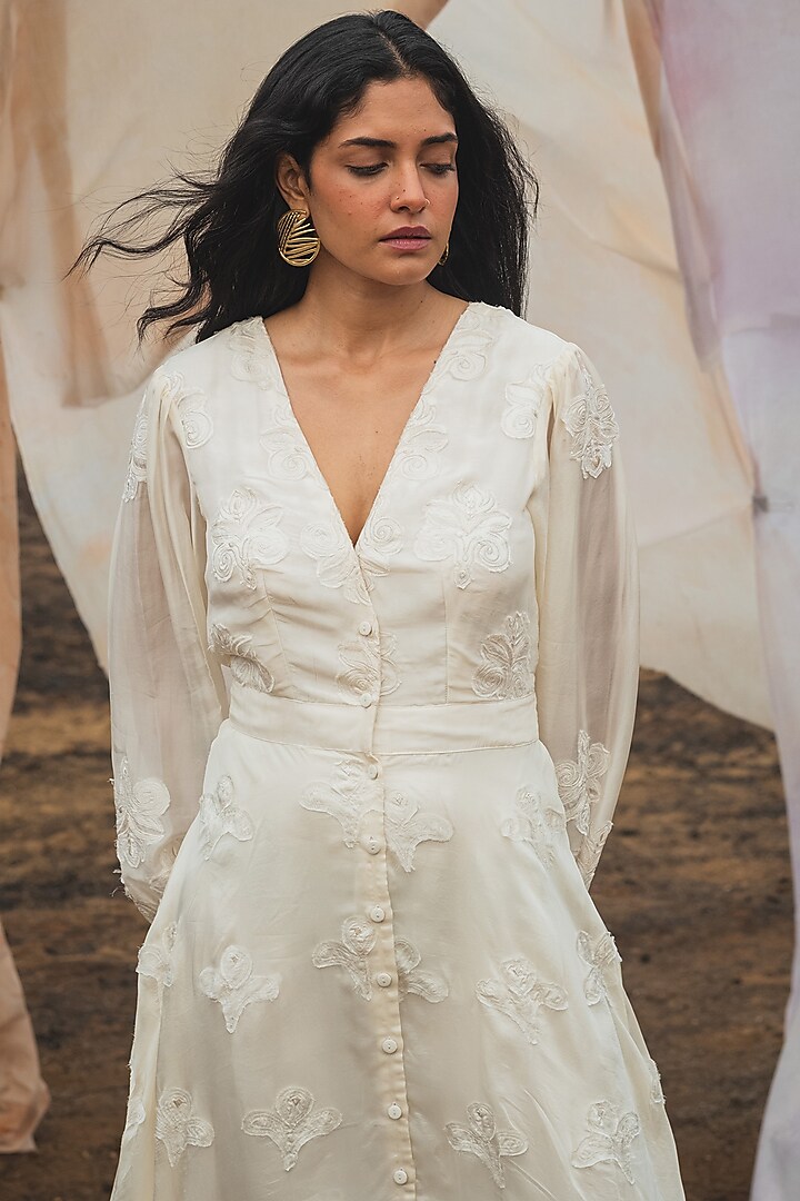 Fawn Silk Embroidered Layered Vacation Dress by Kauza at Pernia's Pop Up Shop