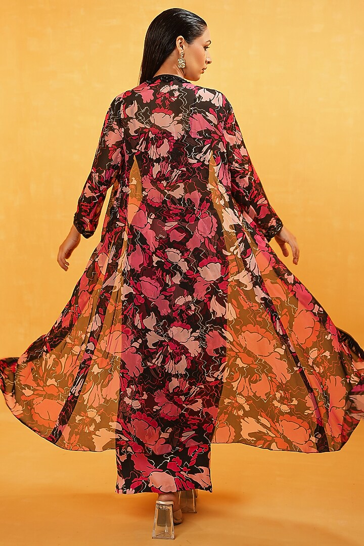 Multi-Colored Pure Organza Printed Cape Set by Kauza at Pernia's Pop Up Shop