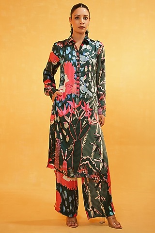 Multi-Colored Modal Printed Kurta Set by Kauza