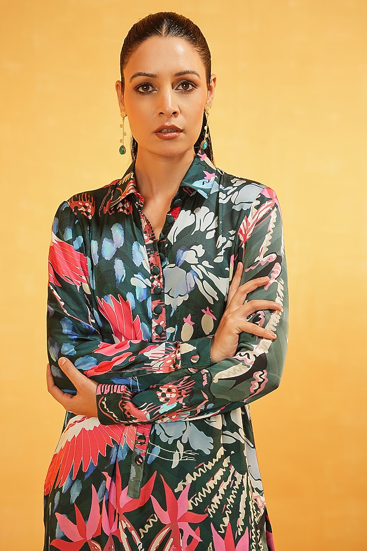 Multi-Colored Modal Printed Kurta Set by Kauza at Pernia's Pop Up Shop