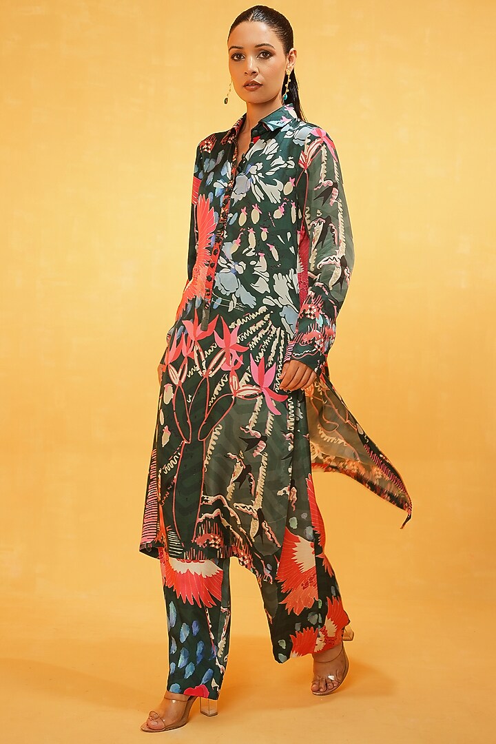 Multi-Colored Modal Printed Kurta Set by Kauza at Pernia's Pop Up Shop