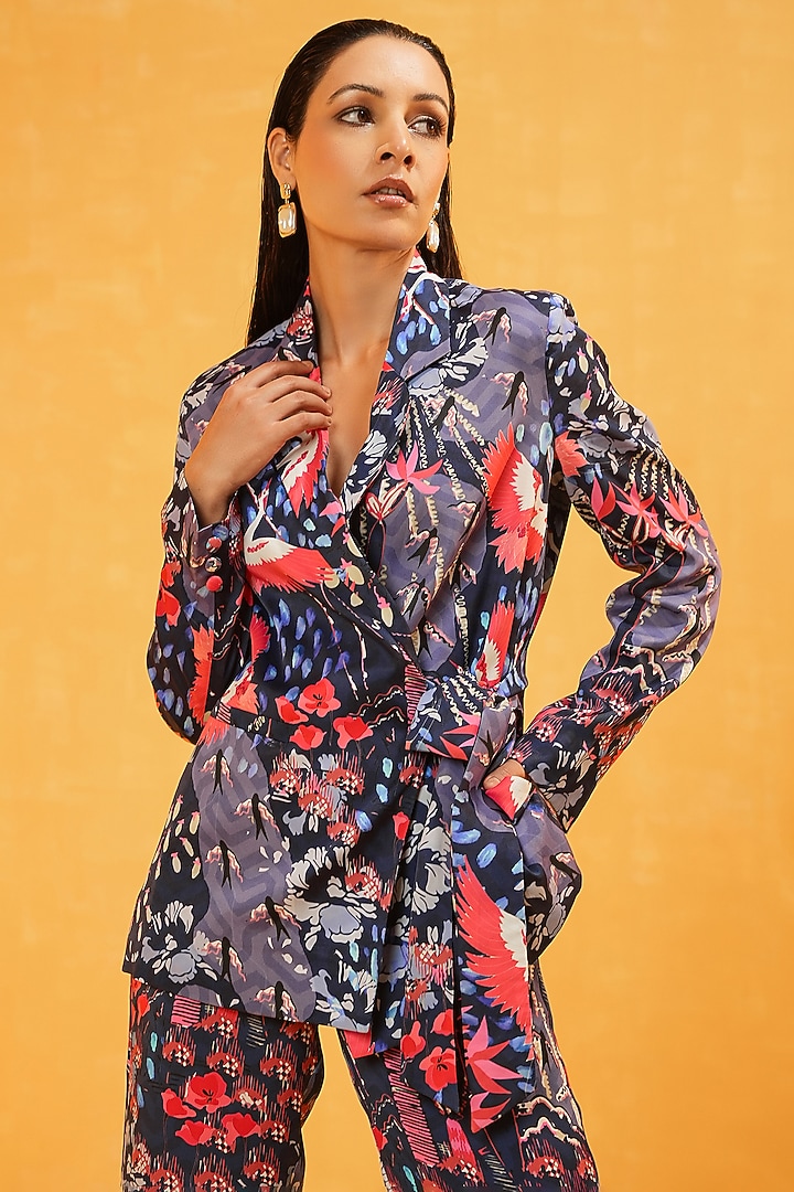 Multi-Colored Bosky Printed Blazer Set by Kauza at Pernia's Pop Up Shop