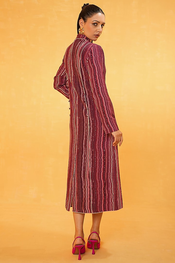 Multi-Colored Moroccan Crepe Printed A-Line Blazer Summer Dress by Kauza at Pernia's Pop Up Shop