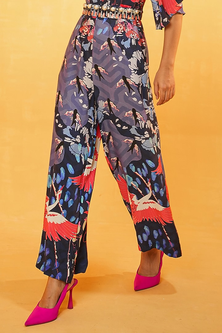 Multi-Colored Moroccan Crepe Printed One-Shoulder Jumpsuit by Kauza at Pernia's Pop Up Shop