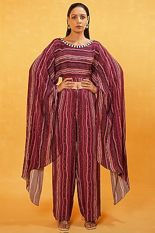 Multi-Colored Moroccan Crepe Printed Co-Ord Set by Kauza