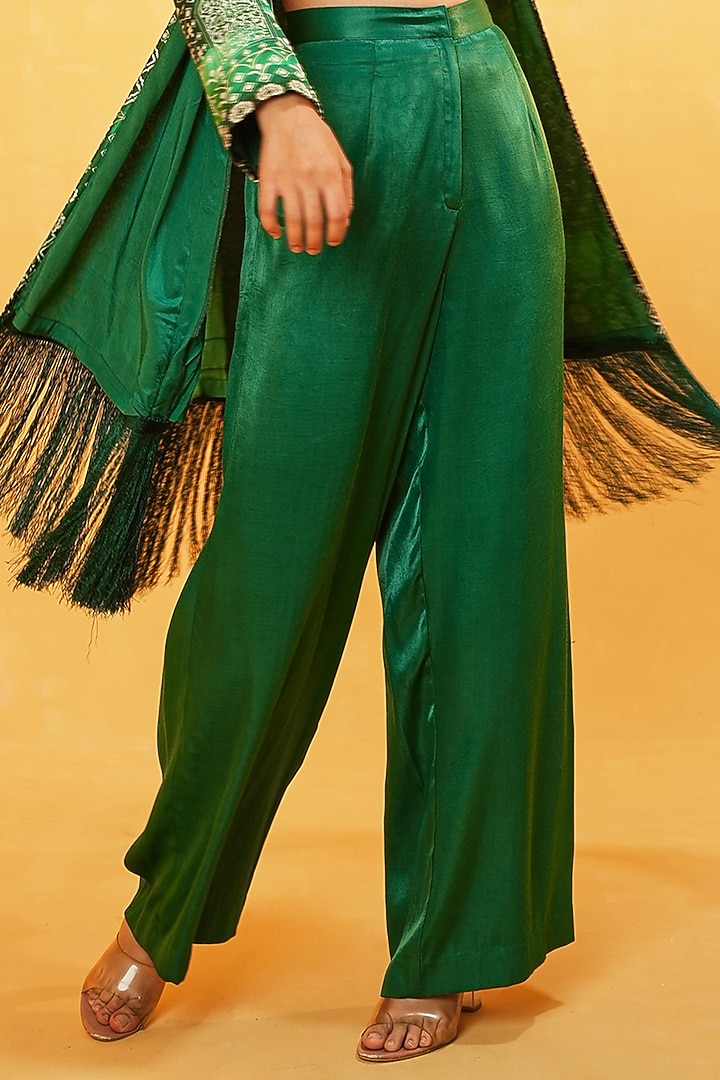 Green Modal Printed Jacket Set by Kauza at Pernia's Pop Up Shop