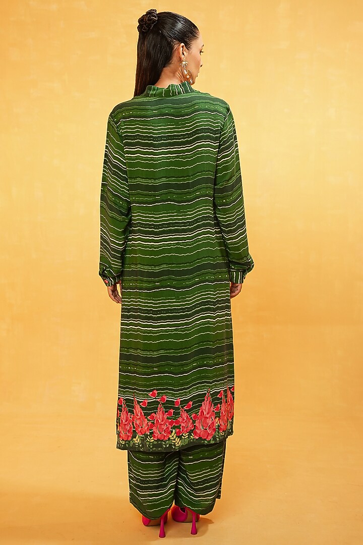 Green Moroccan Crepe Printed Kurta Set by Kauza at Pernia's Pop Up Shop