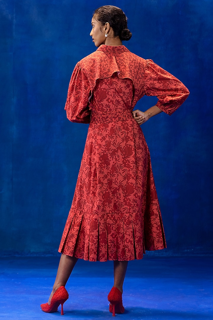 Rococo Red Printed Dress Design by Kauza at Pernia's Pop Up Shop 2026