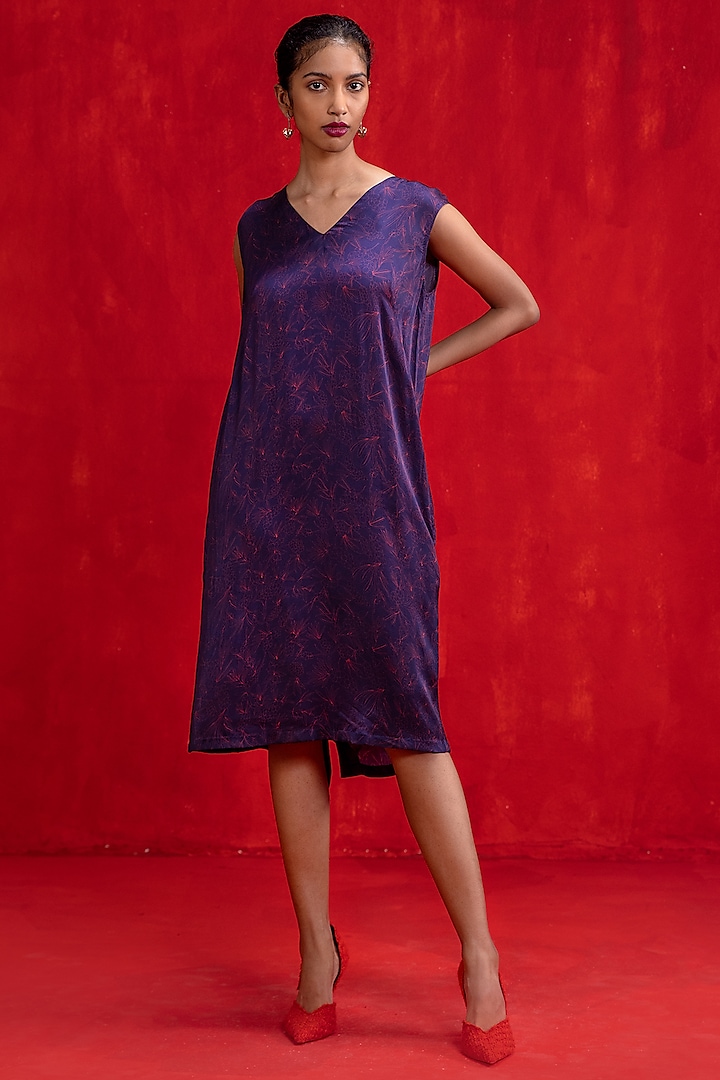 Petunia Purple Bemberg Satin Dress by Kauza