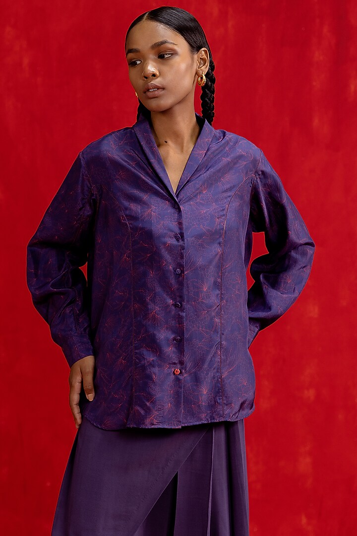 Petunia Purple Silk Shirt by Kauza at Pernia's Pop Up Shop