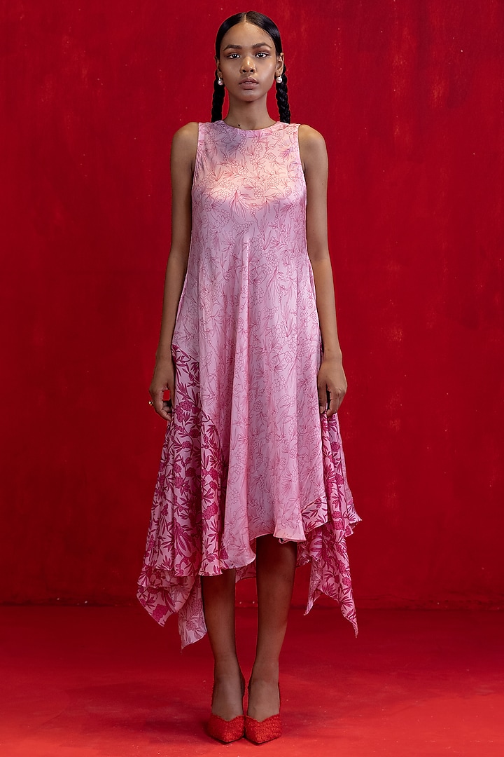 Gin Fizz Pink Satin Dress by Kauza