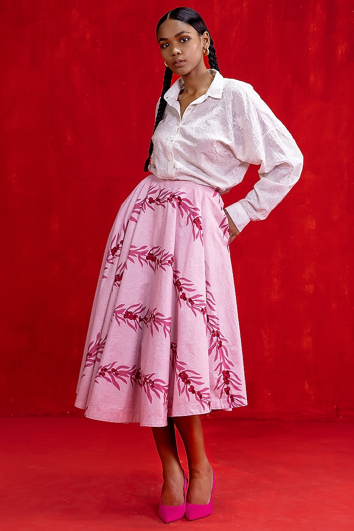 Gin Fizz Pink Printed Skirt by Kauza