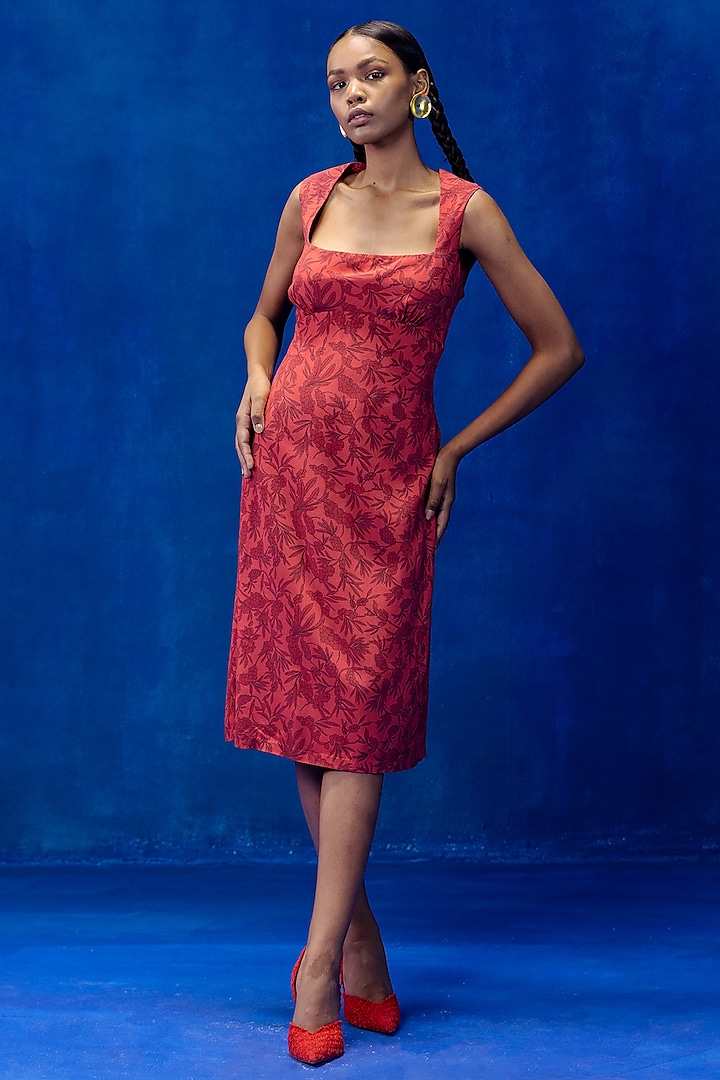Rococo Red Printed Dress by Kauza