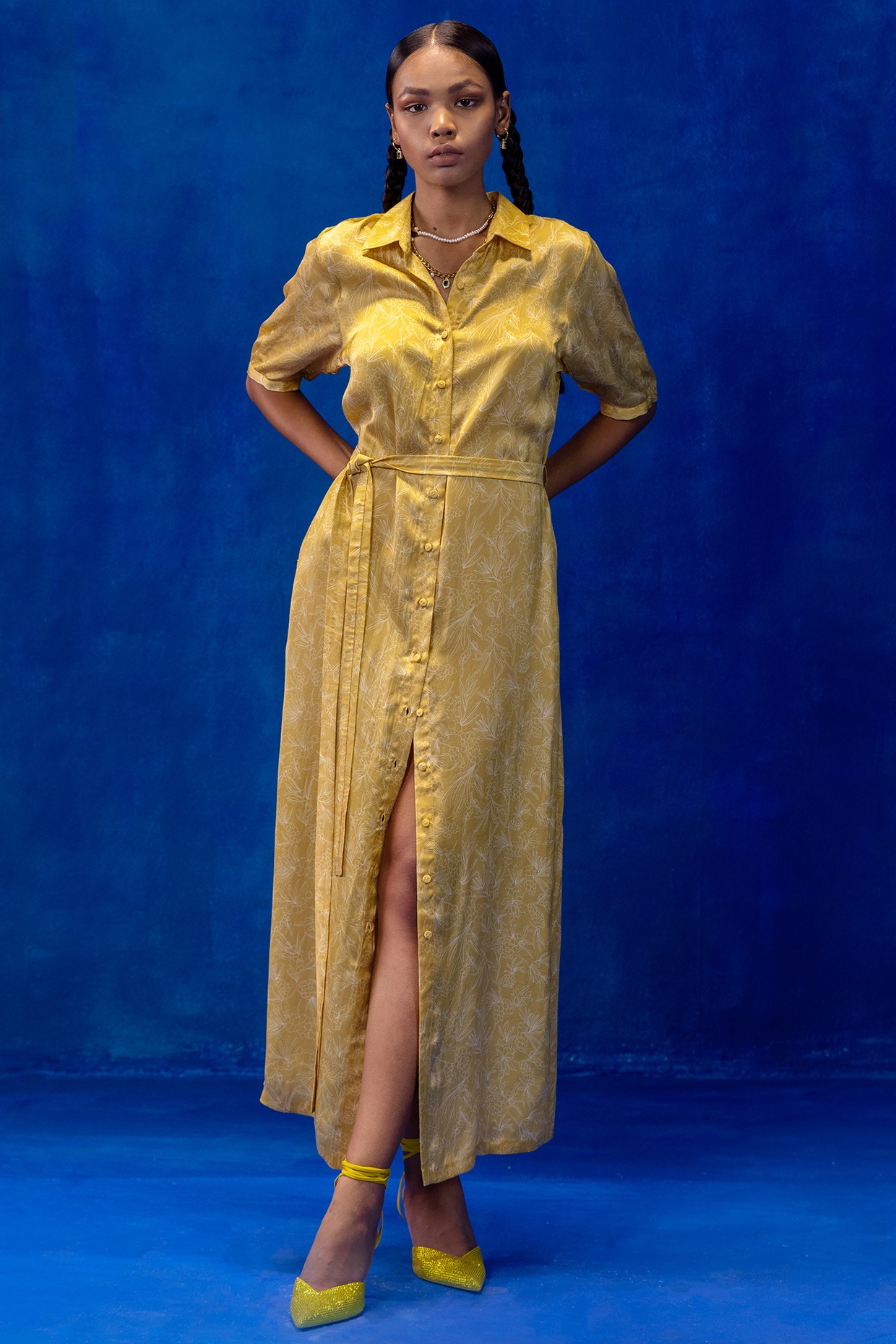 mustard shirt dress