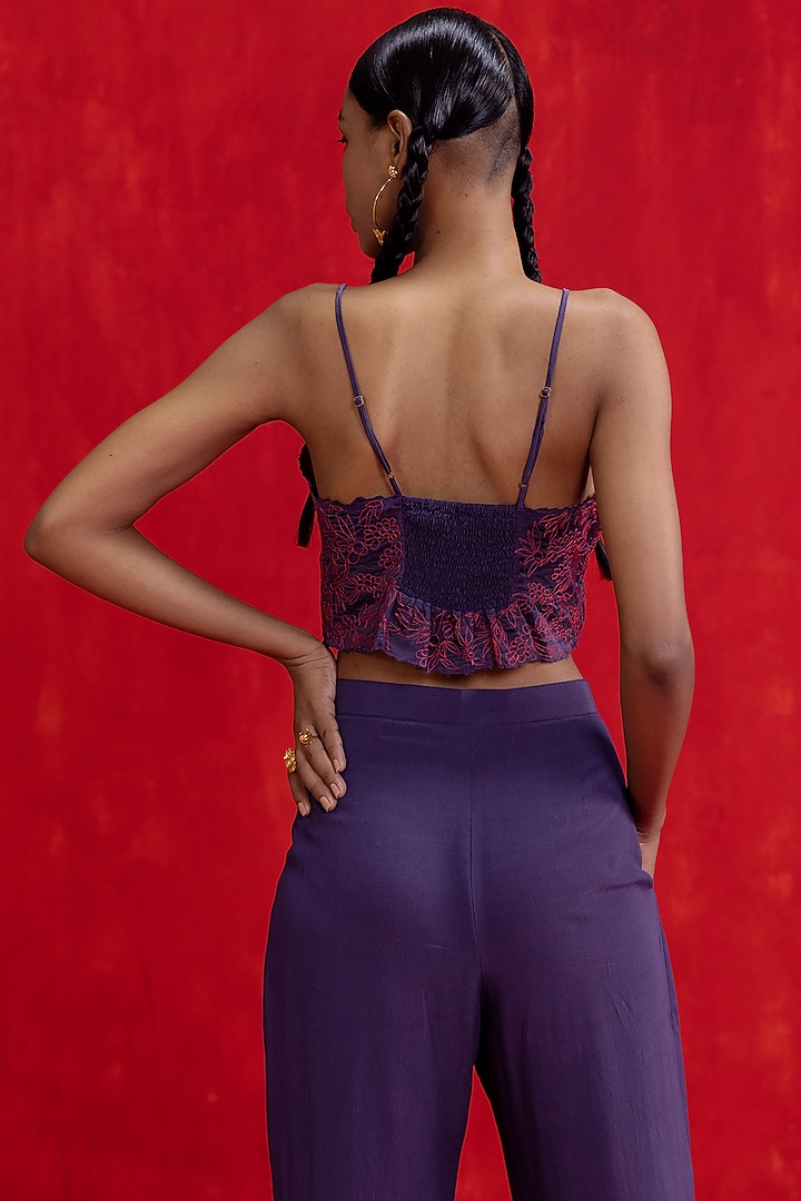 Petunia Purple Embroidered Crop Top by Kauza at Pernia's Pop Up Shop