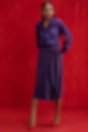 Petunia Purple Cotton Poplin Wrap Skirt by Kauza