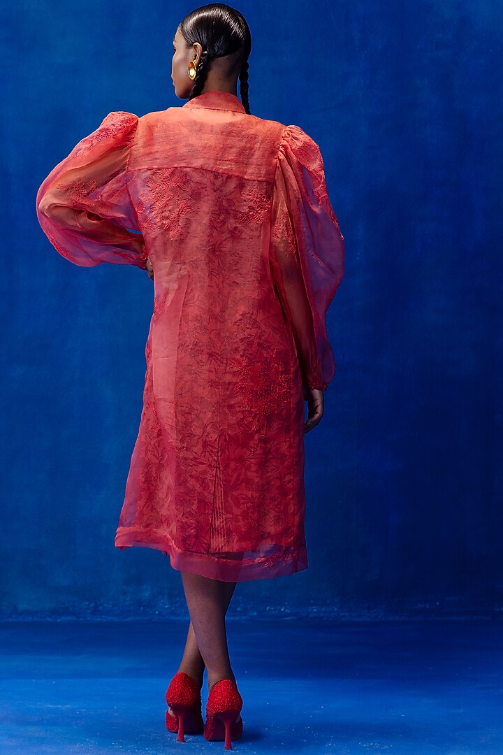 Rococo Red Organza Overshirt by Kauza at Pernia's Pop Up Shop