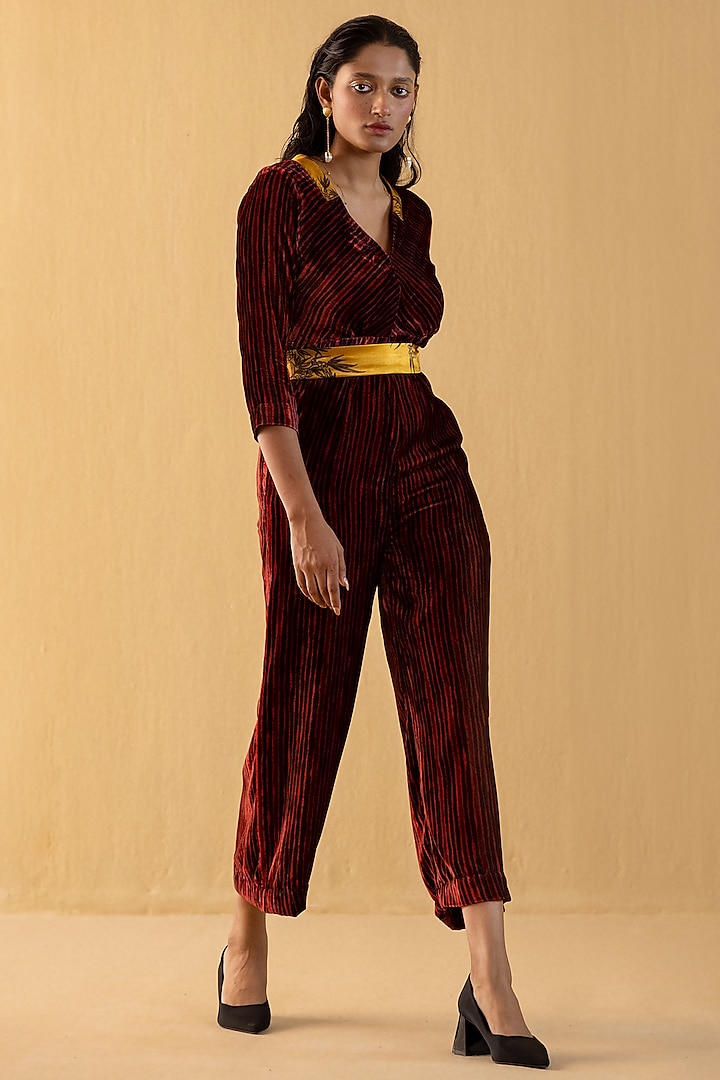 Imperial Rococo Silk Velvet Jumpsuit by Kauza