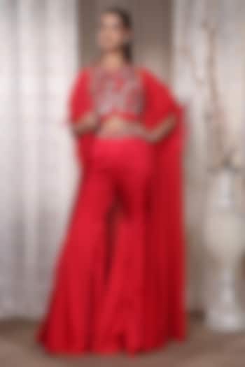 Red Bemberg Silk Gharara Set by KANIKA VERMA at Pernia's Pop Up Shop